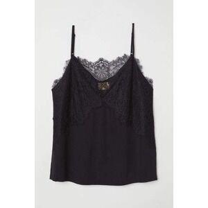 H&M Black Lace Cami Tank Top Sleeveless‎ Blouse Women's Size US 4